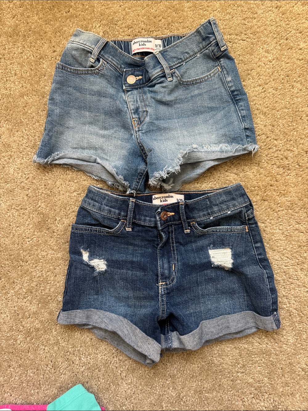 abercrombie kids 9/10 Light Blue & Dark Blue Denim Shorts Set
